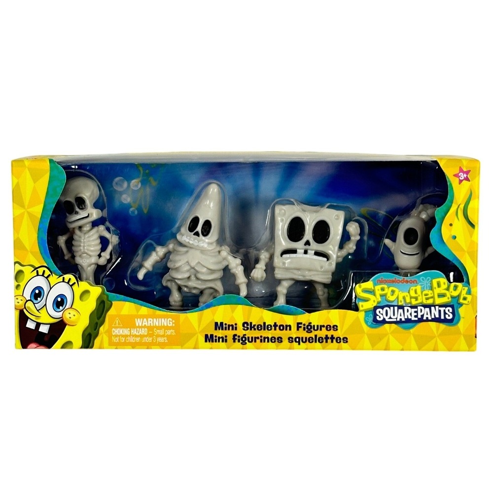 SpongeBob SquarePants Mini Skeleton Figures 4 Pack Nickelodeon Halloween Toys